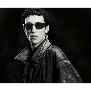 RayBan RB4332 Sunglasses Matte Black Rectangular Green G-15 Lenses Made in Italy